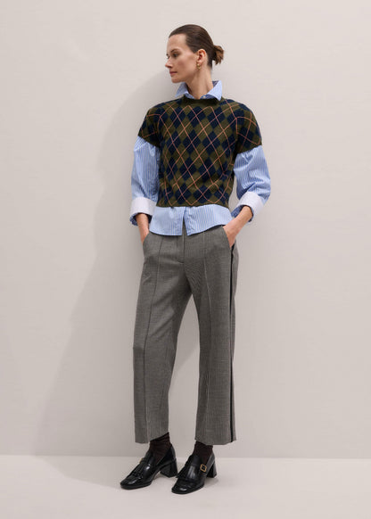 ME+EM Olive Green Cashmere Argyle Knit Baby Tee