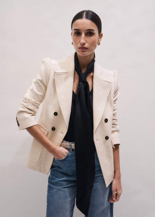 ME+EM Ivory Slim Feminine Sleeve Blazer