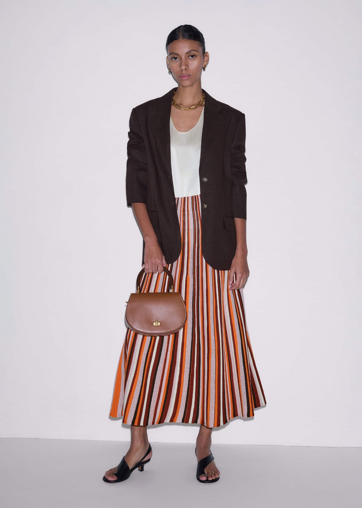 ME+EM Cinnamon Stripe Knit Maxi Skirt